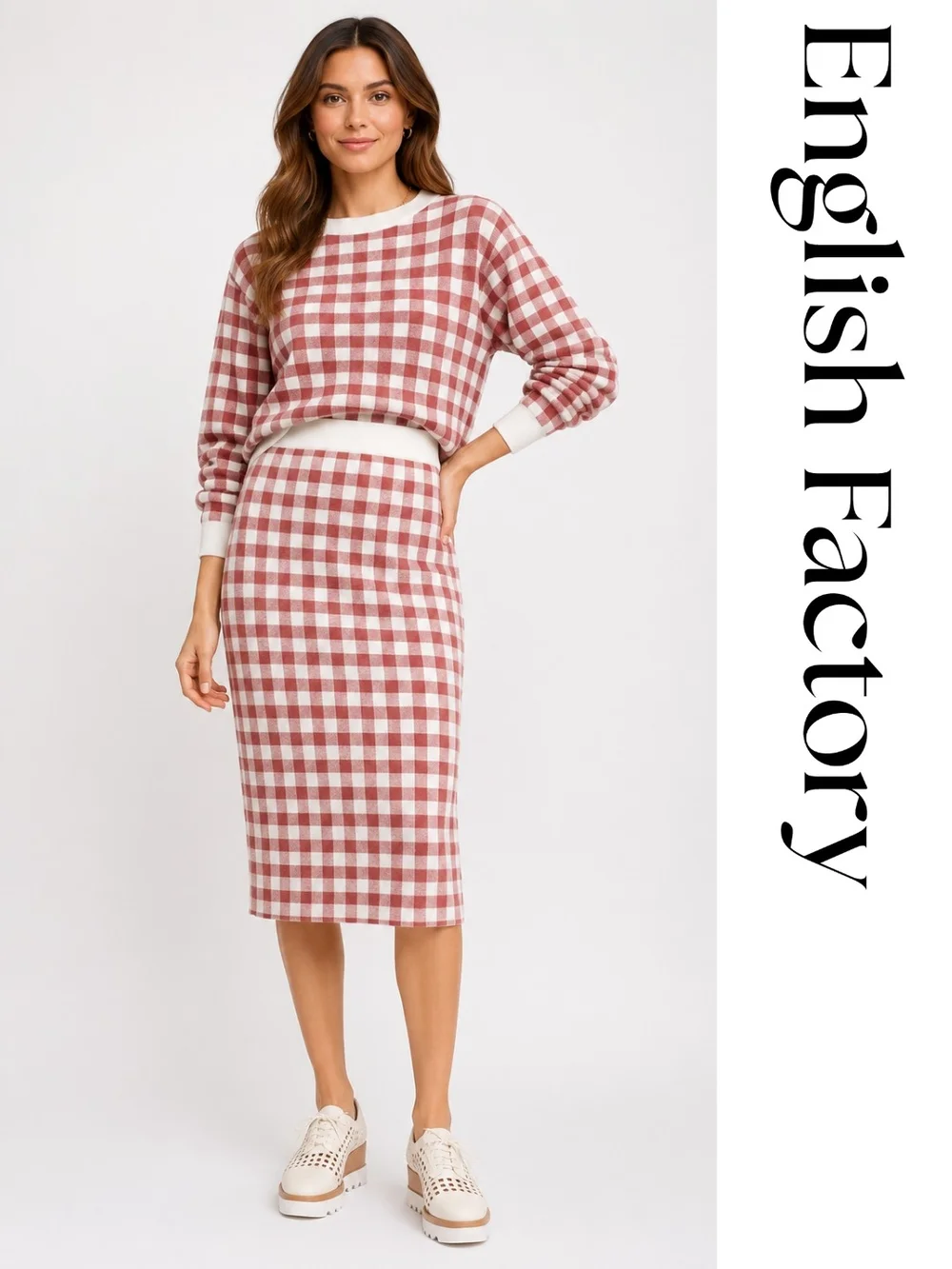 Anthropologie - English Factory - Gingham Knit Pencil Skirt
